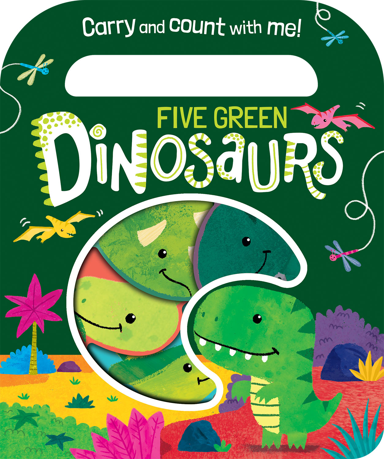 FIVE GREEN DINOSAURS